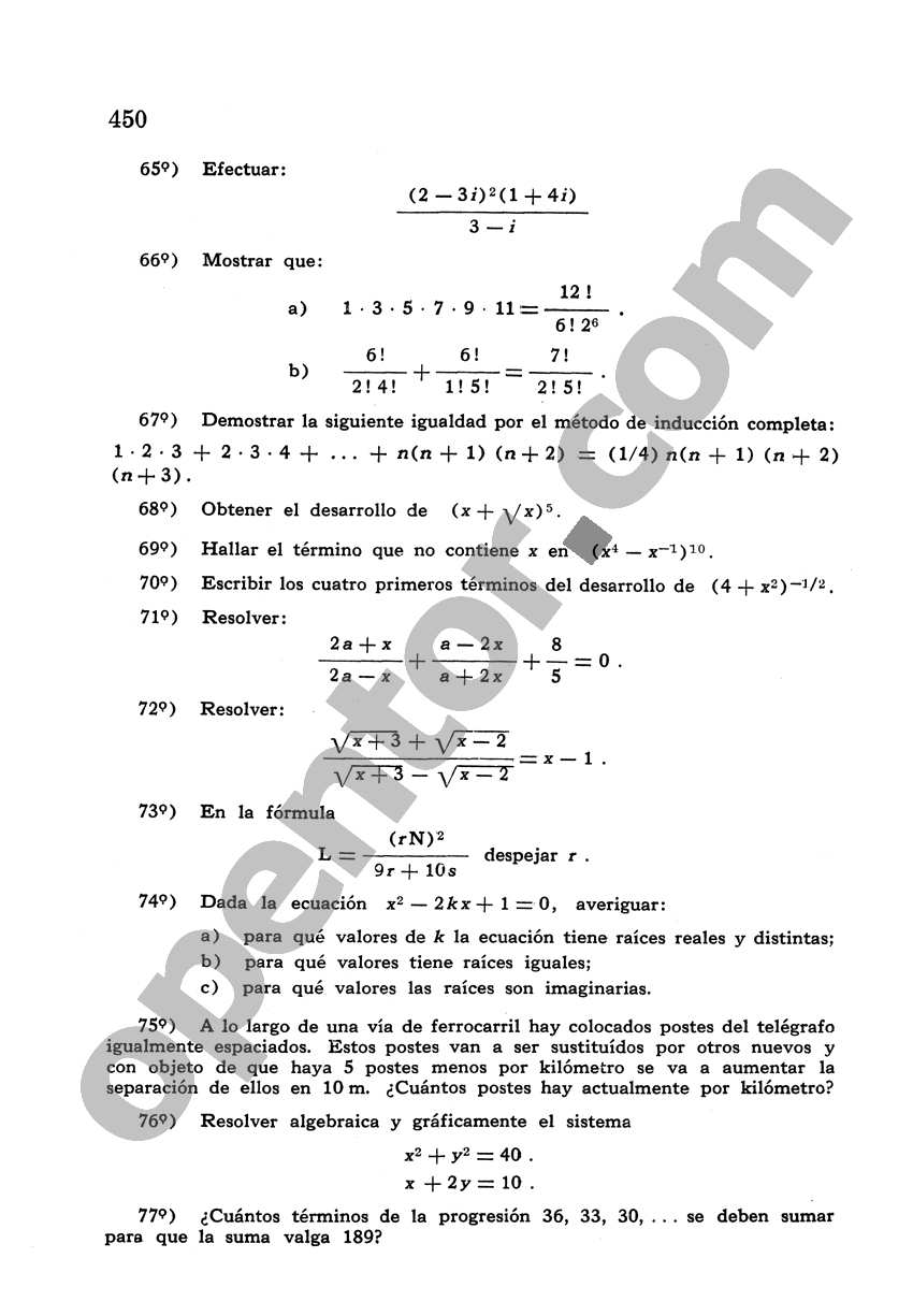 Álgebra de Mancil 2 - Página 450
