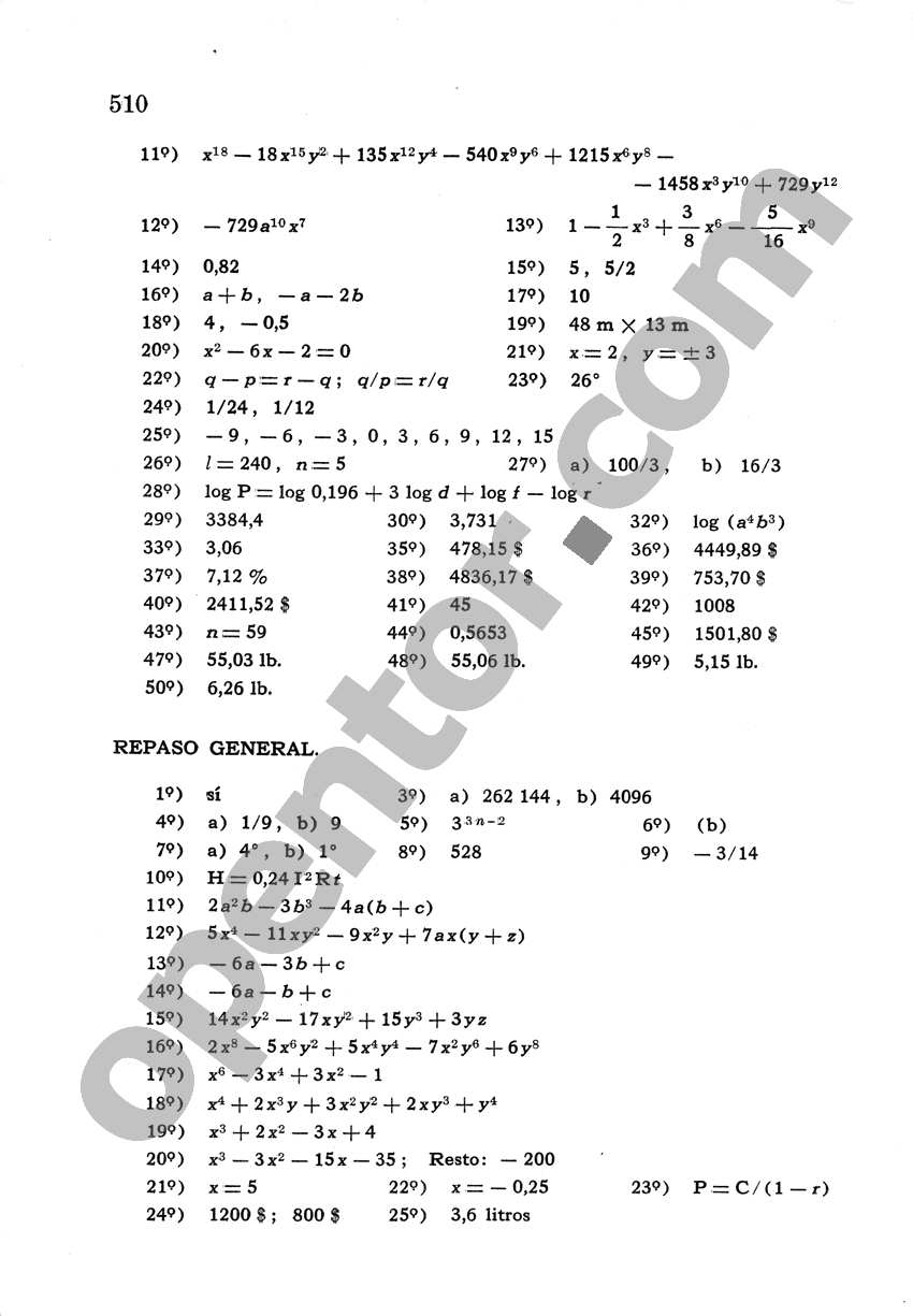 Álgebra de Mancil 2 - Página 510