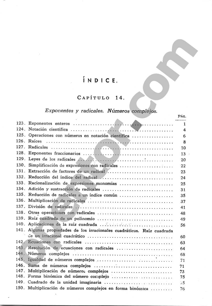 Álgebra de Mancil 2 - Índice de contenidos