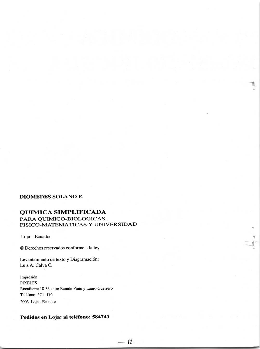 Química Simplificada de Diómedes Solano - Información editorial