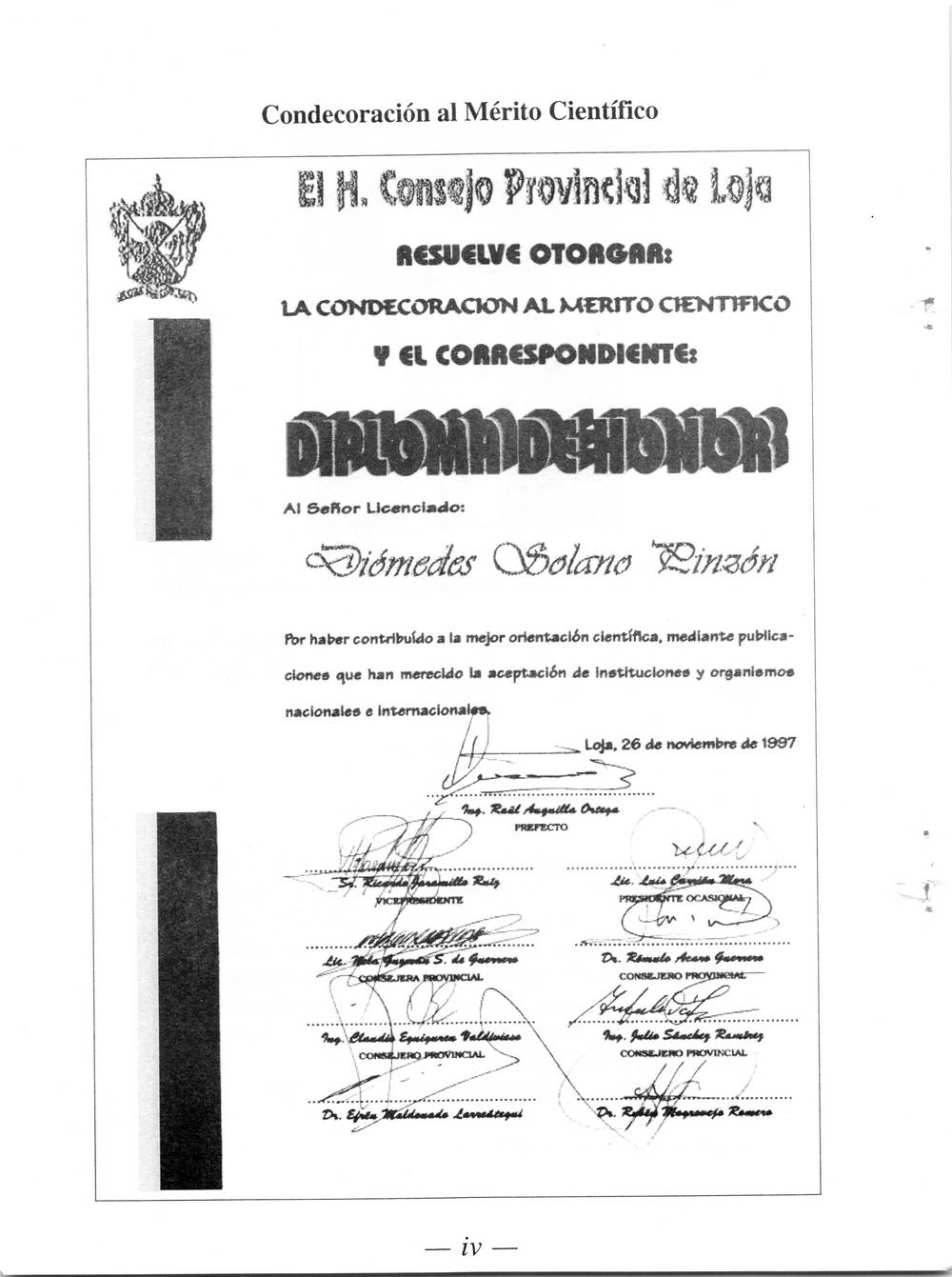 Química Simplificada de Diómedes Solano - Diploma de honor