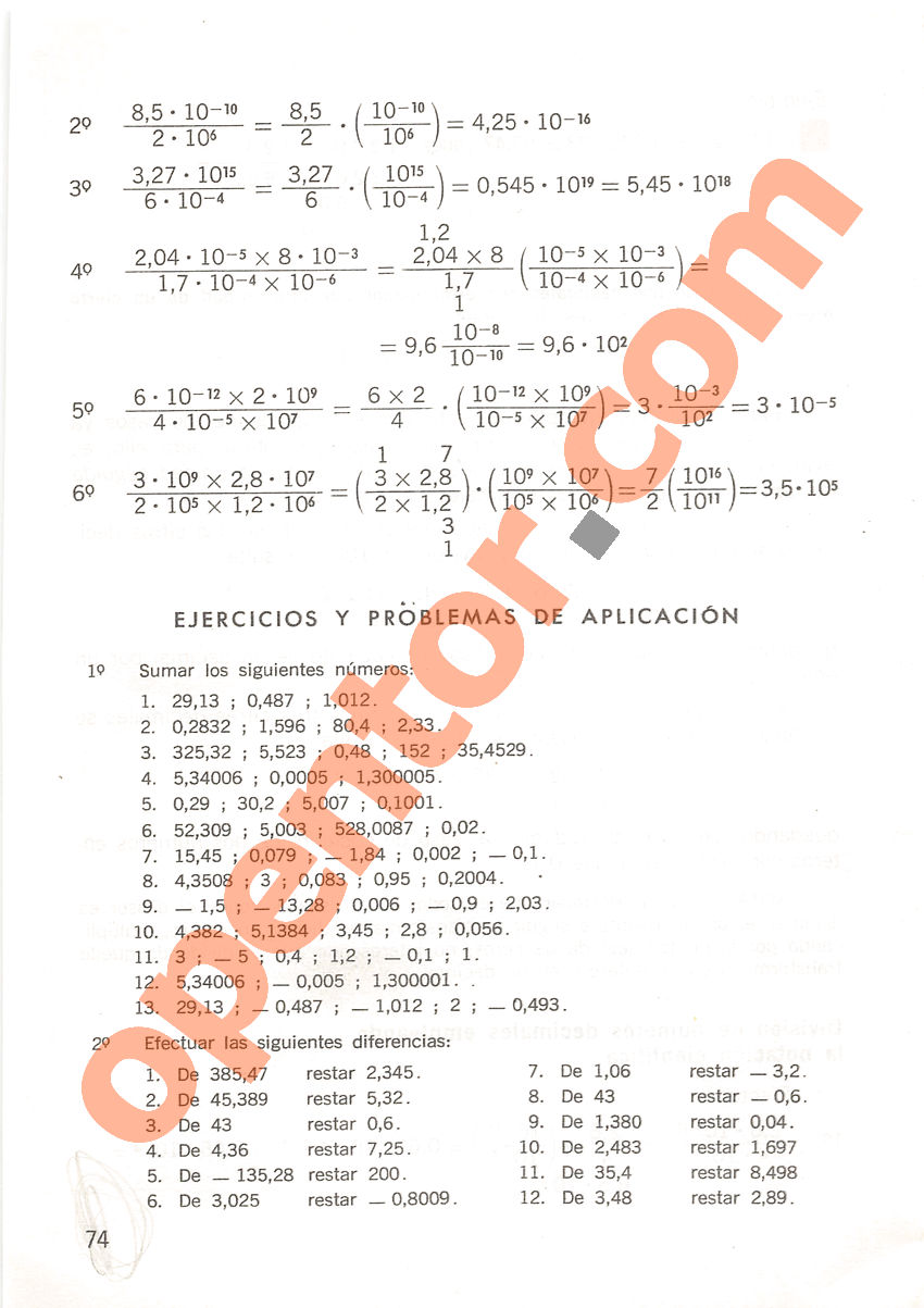 Aritmética de Repetto 2 - Página 74