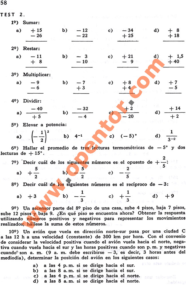 Álgebra 1 González Mancil, Test 2 - Opentor